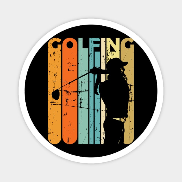 Retro Golfing Vintage Golfer Gift Golf Magnet by petervanderwalk